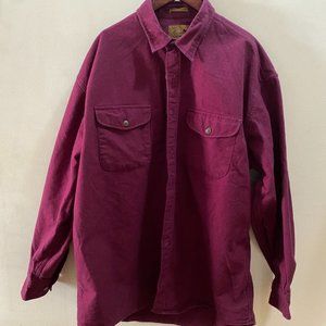 St Johns Bay Shirt Mens XL Maroon Chamois Cloth Long Sleeve Button Up